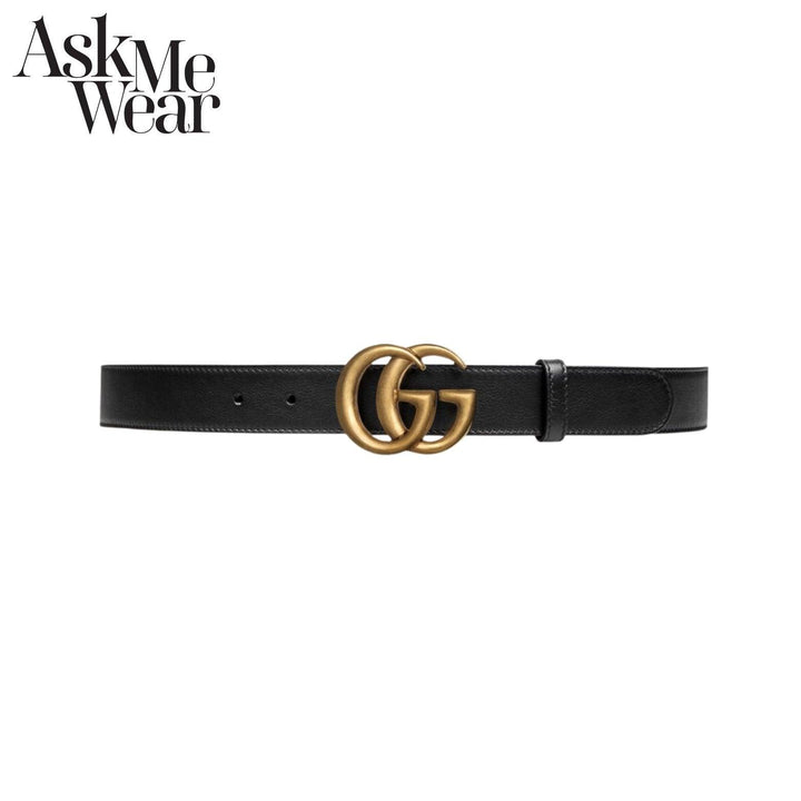 GUCCI Leather belt with double G buckle - 397660 AP00T 1000 - Ask Me Wear