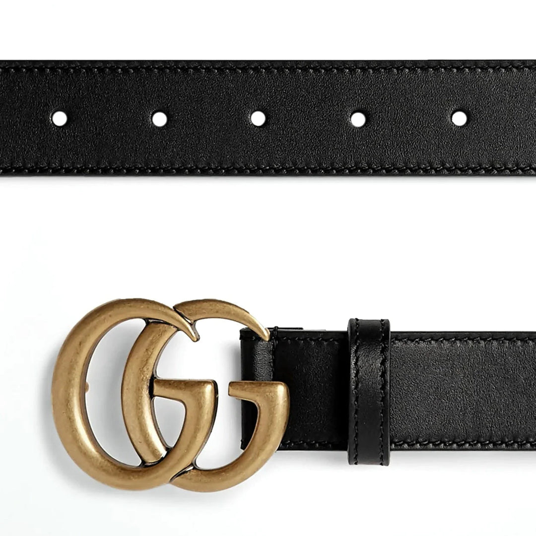 Belt - Men's GUCCI Leather belt with double G buckle - 397660 AP00T 1000 - Ask Me Wear
