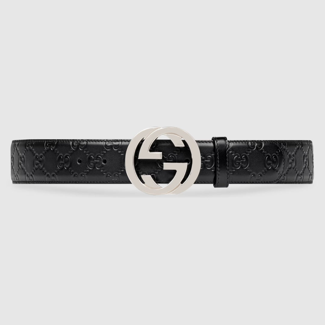 Belt - Men's GUCCI Signature leather belt - 411924 CWC1N 1000 - Ask Me Wear