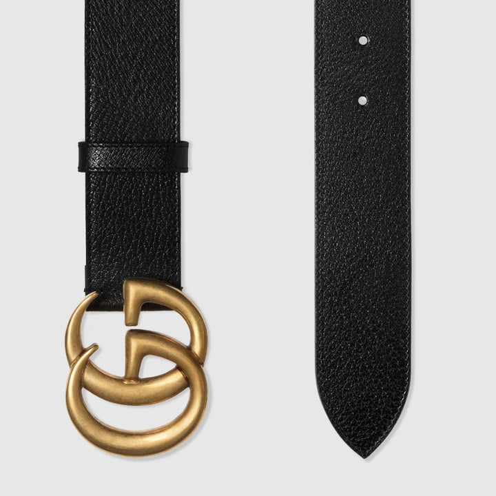 Belt - Men's GUCCI Wide leather belt with double G buckle - 406831 DJ20T 1000 - Ask Me Wear