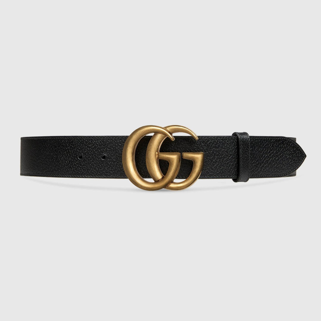 Belt - Men's GUCCI Wide leather belt with double G buckle - 406831 DJ20T 1000 - Ask Me Wear