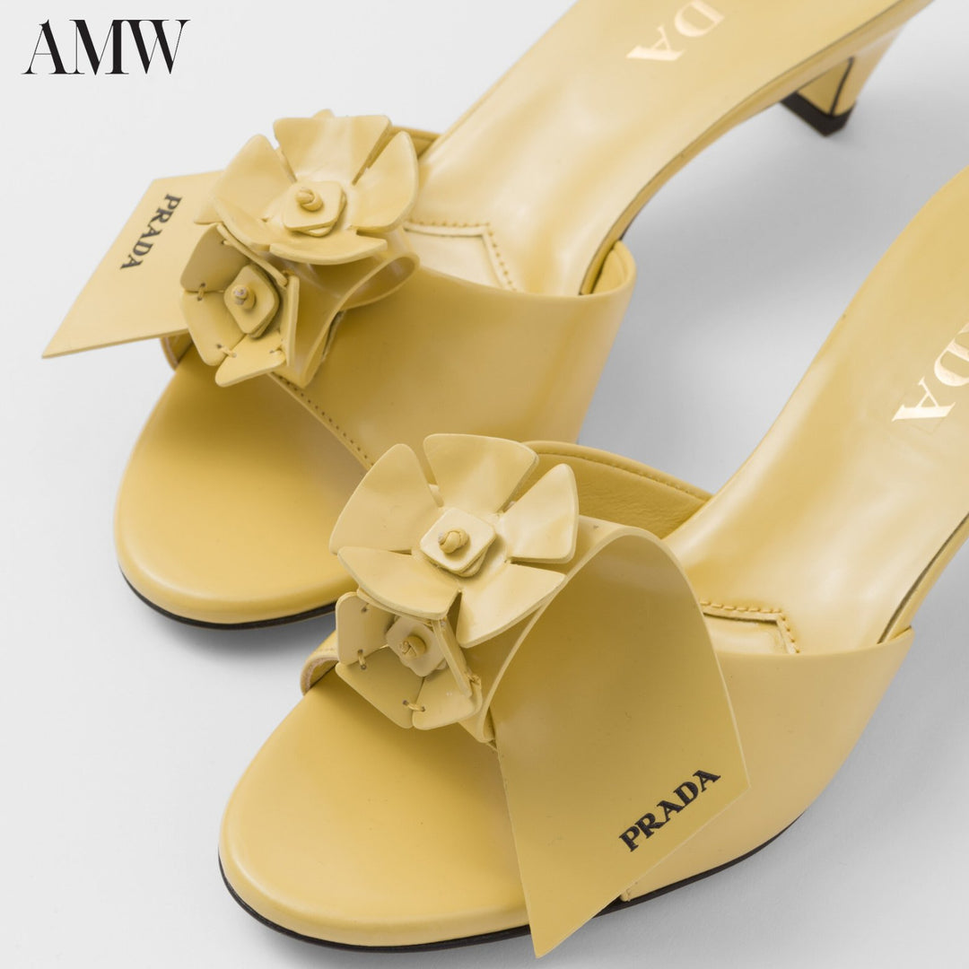 Prada Pollen Yellow Brushed Leather Sandals - 1XX686 055 F0901 9 99 F A045 - Ask Me Wear